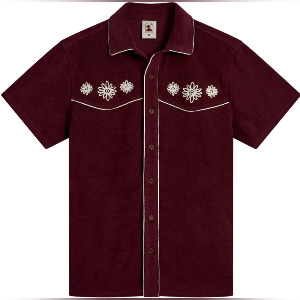 Men's Burgundy Casual Button Down Shirt